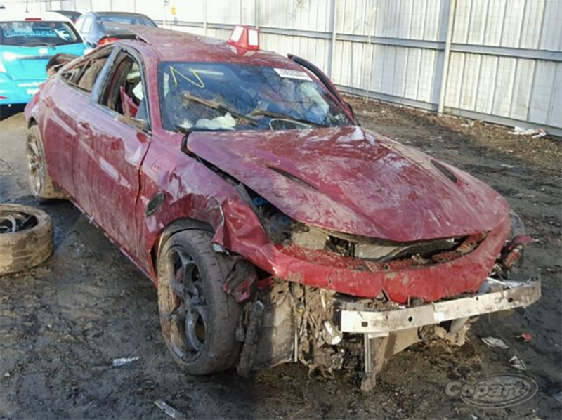 Illustration for article titled Someone Already Turned An Alfa Romeo Giulia Into $225 Worth Of Rubble
